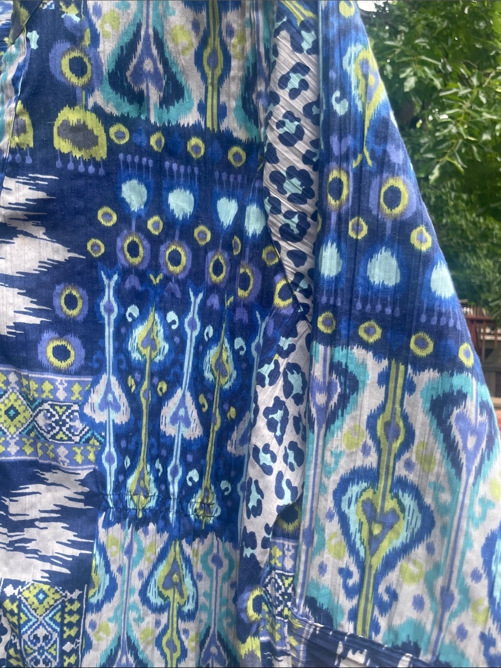 LEMON GRASS WOMAN 2X Blue and Green Button Down Blouse Preworn Great Condition - Picture 4 of 15